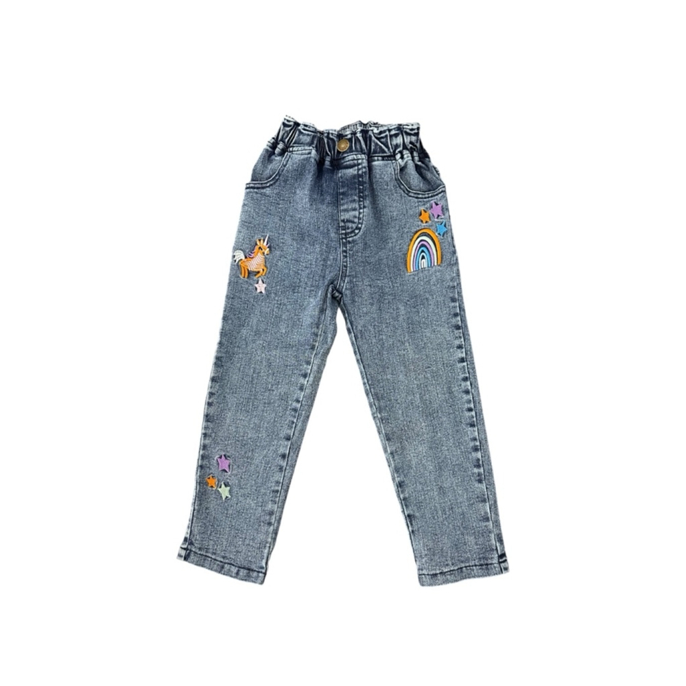 Shein Girls Denim Embroidered Jeans Toddler 3T 4T
